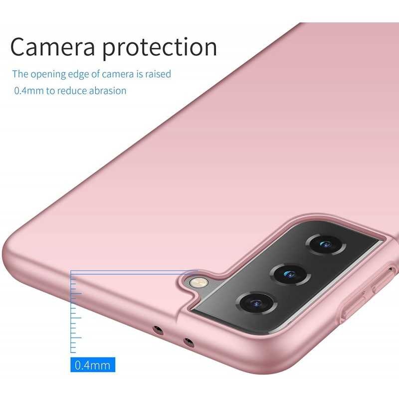 Samsung S21 - Ultratunt Stöttåligt Skal Gummibelagt Roséguld