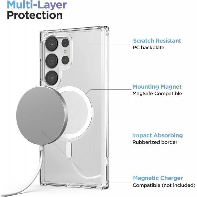 Samsung S24 Ultra - Skal MagSafe Stötdämpande Transparent