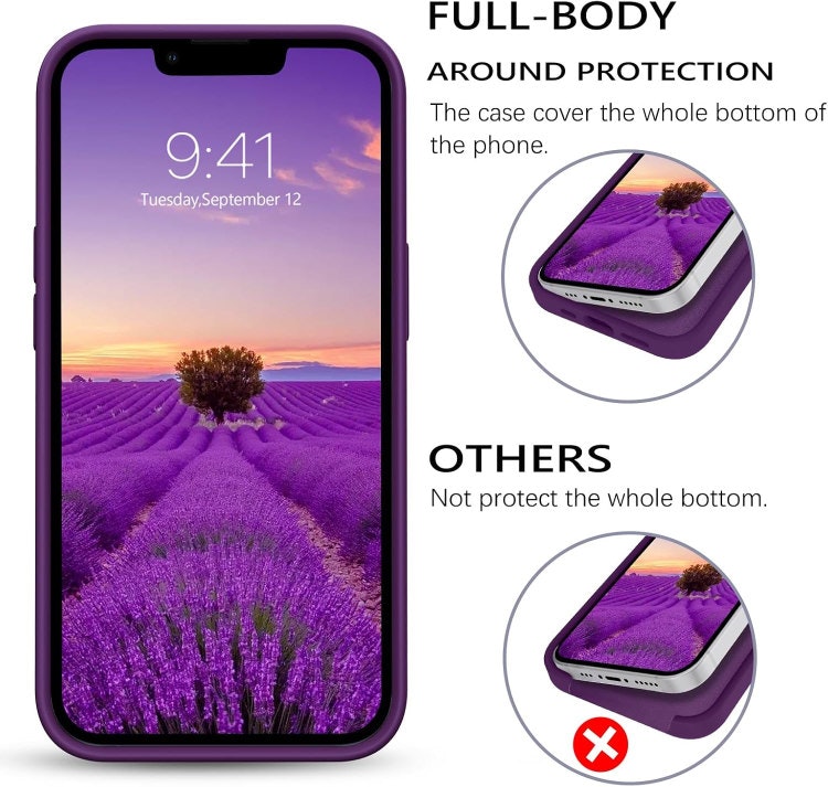 iPhone 12 - Gummibelagt Stöttåligt Silikon Skal Mörk Lila