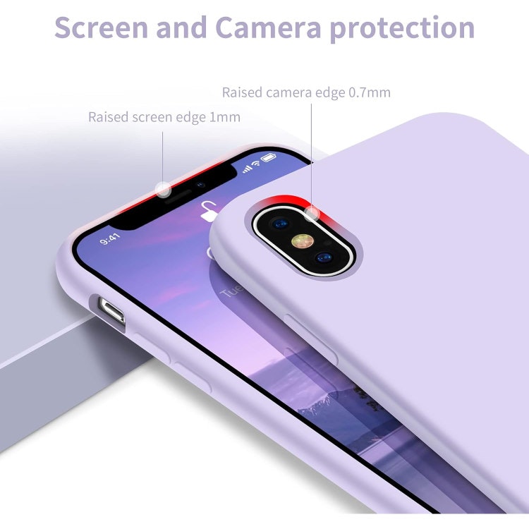 iPhone X/XS - Gummibelagt Stöttåligt Silikon Skal Lila