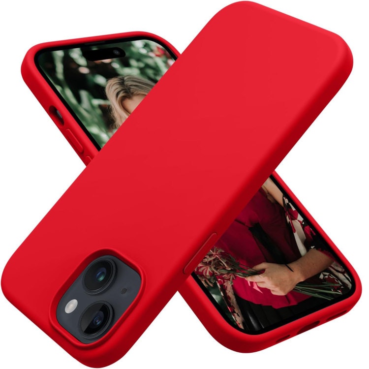 iPhone 13 - Gummibelagt Stöttåligt Silikon Skal Röd