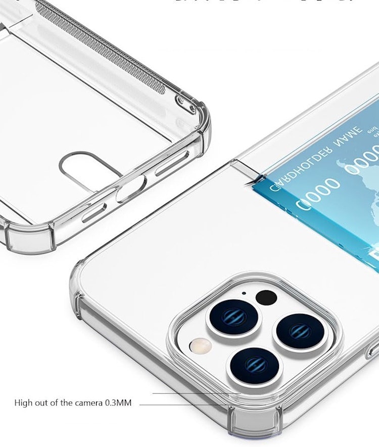 iPhone 12/12 Pro - Stöttåligt Skal med Kortfack Nordic® Transparent