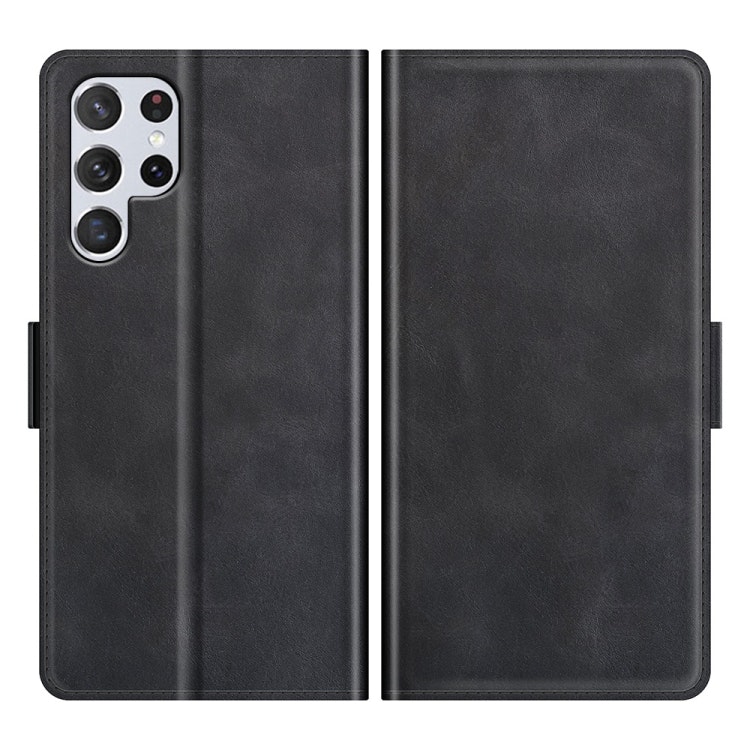 Samsung S22 Ultra - Solid® Klassiskt Läder Fodral Svart