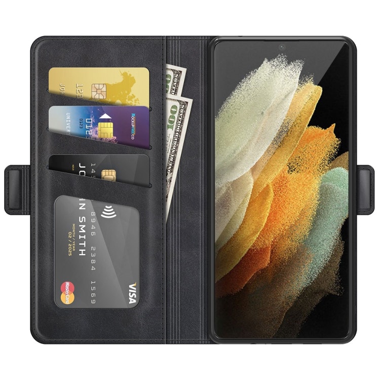 Samsung S22 Ultra - Solid® Klassiskt Läder Fodral Svart