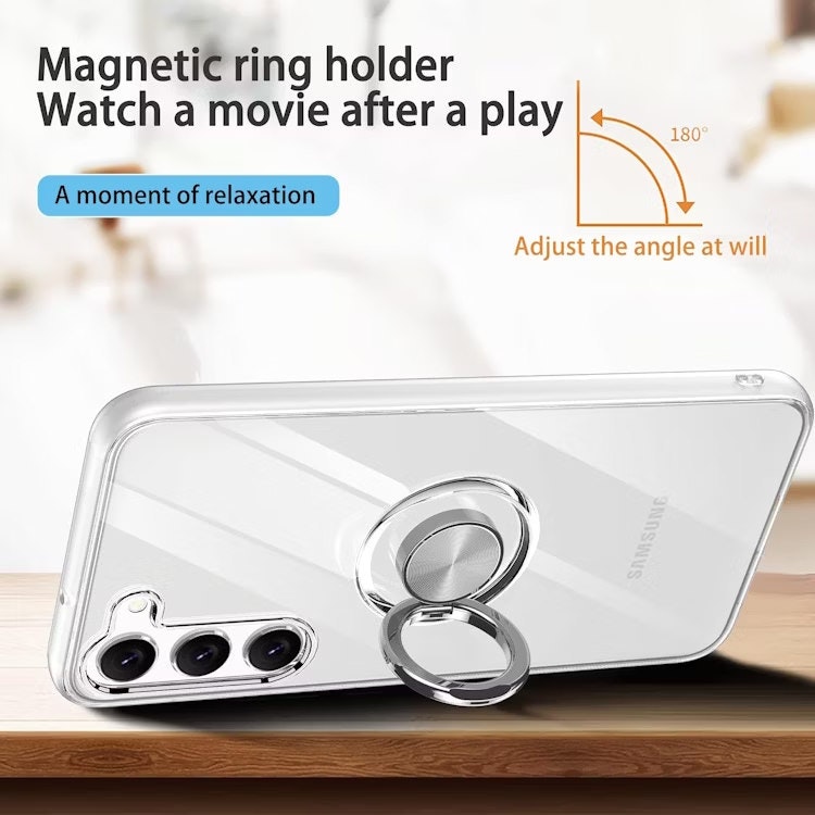 Samsung S24 - Stötdämpande Transparent Silikonskal Ringhållare Solid®