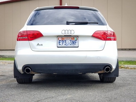 Audi A4 with bigger mud flaps to mount in factory holes