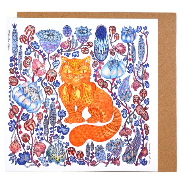 Art card "The Cat" illustration Anna Strøm