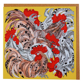 Art card "Roosters" by Anna Strøm