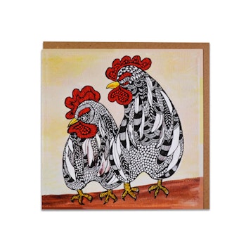 Kunstkort “ Høner ”