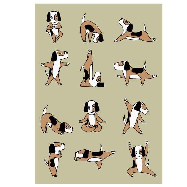 Trykk  A3 "Yoga Beagle"