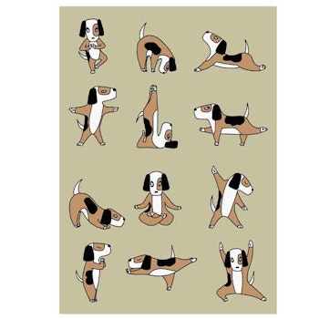 Trykk  A3 "Yoga Beagle"