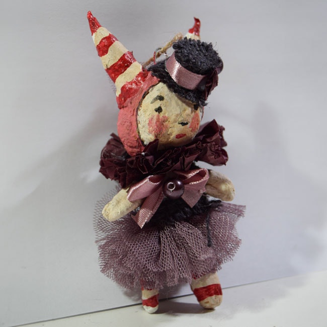 Spun Cotton Ornament, Theater Clown #102