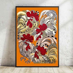 Kunsttrykk  A3 "Roosters"