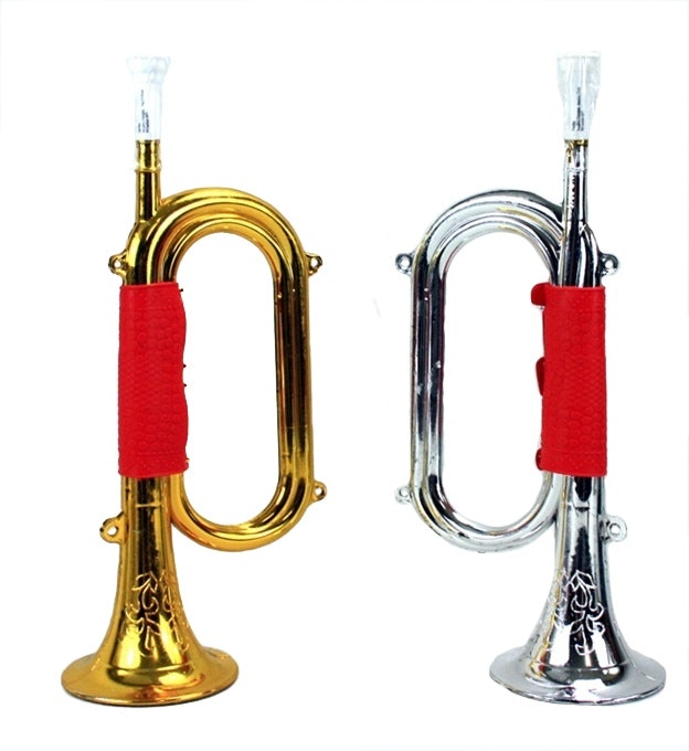 Trumpetguld och silver sorterat ca 34 cm