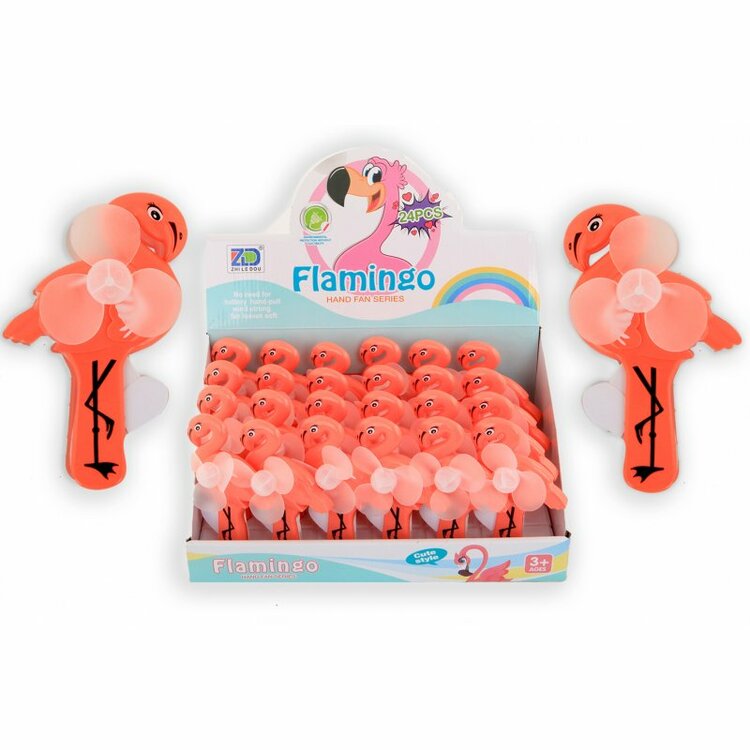 Handfläkt flamingo 15 cm