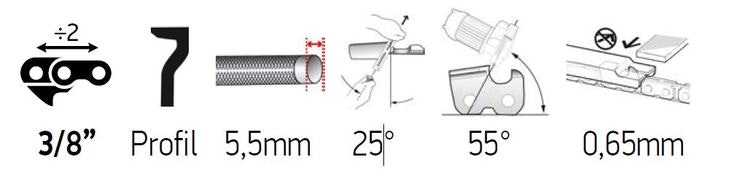 Sågkedja 3/8 1,6mm - PowerCut 70-Series LPX