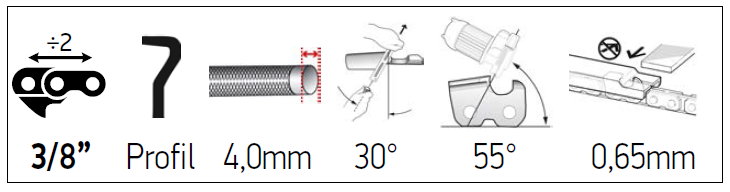 Sågkedja 3/8 Lo pro 1,3mm - DuraCUT M91VXL