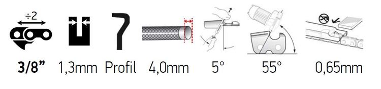 Klyvkedja 3/8 Lo pro 1,3mm (0,050) -  Valfri längd - 16" - 18" - 24" & Rulle 100FT