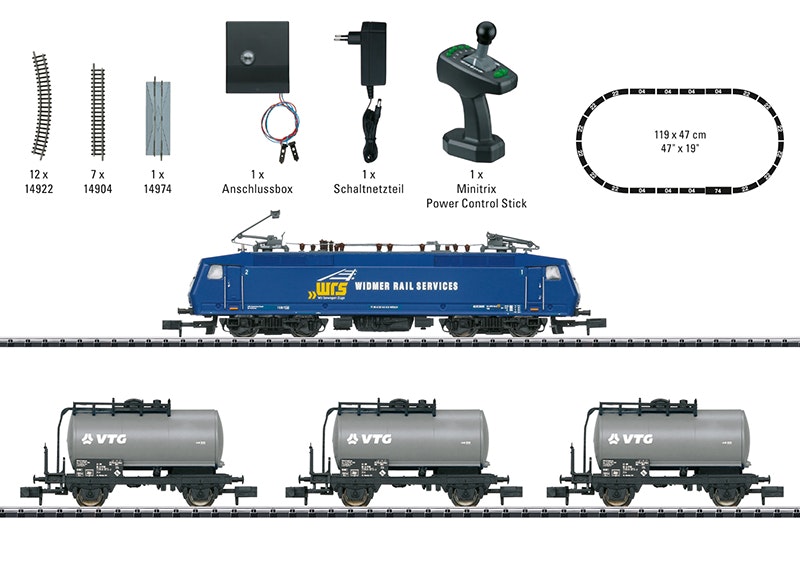 TR11158 - Startsats godståg "Widmer Rail Services" - Minitrix N