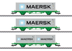 MÄ47726 - Containervagnsats "Maersk" Green Cargo/SJ - Märklin H0