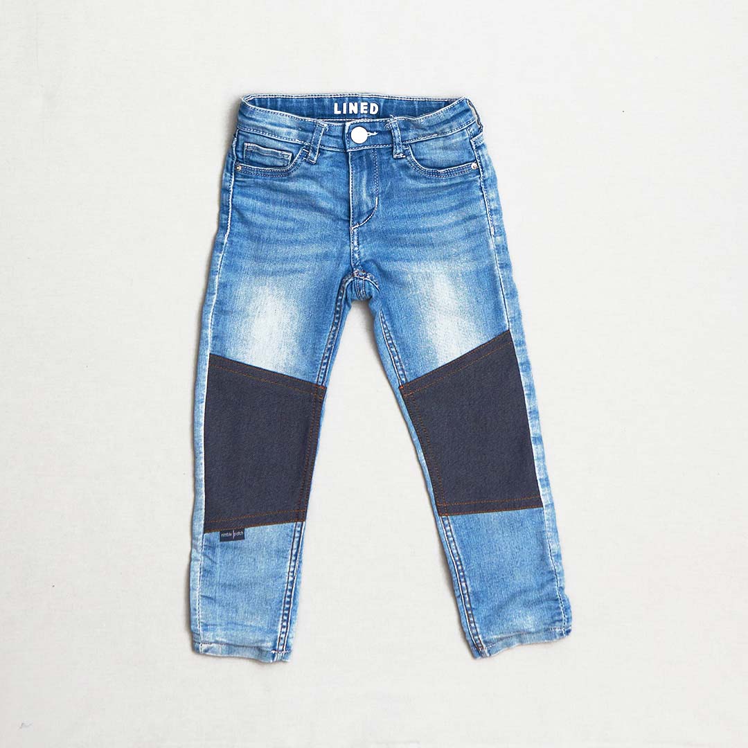 Slitstarka jeans, Regular fit (fodrad), Stl 104