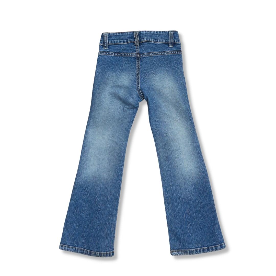 Slitstarka jeans med utsvängda ben/Flare fit, Stl 128, Lindex