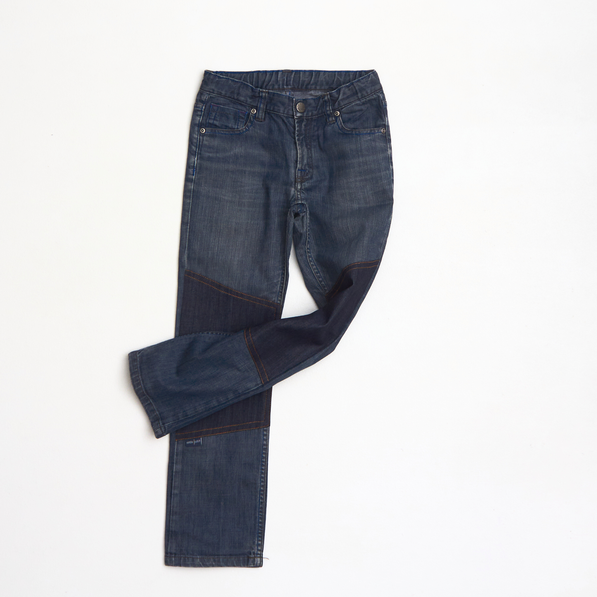 Slitstarka jeans i rak modell, Regular fit, stl 128, Polarn O.Pyret