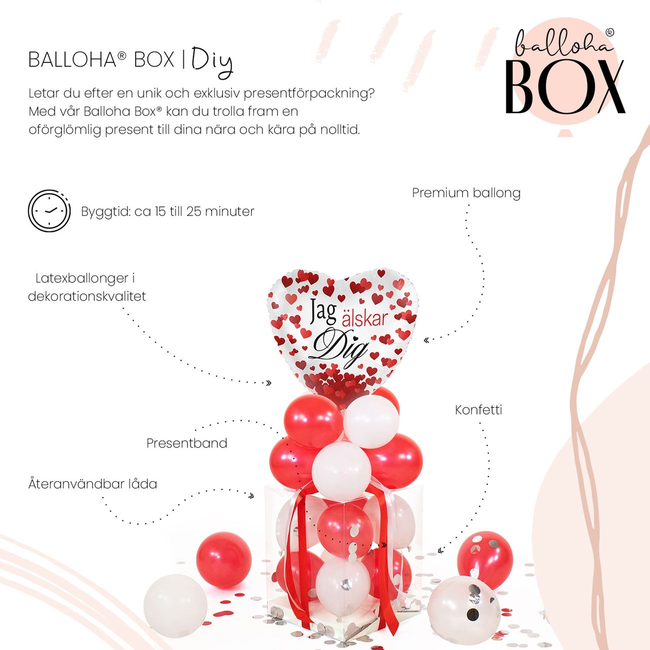 Ballongbox Jag Älskar Dig