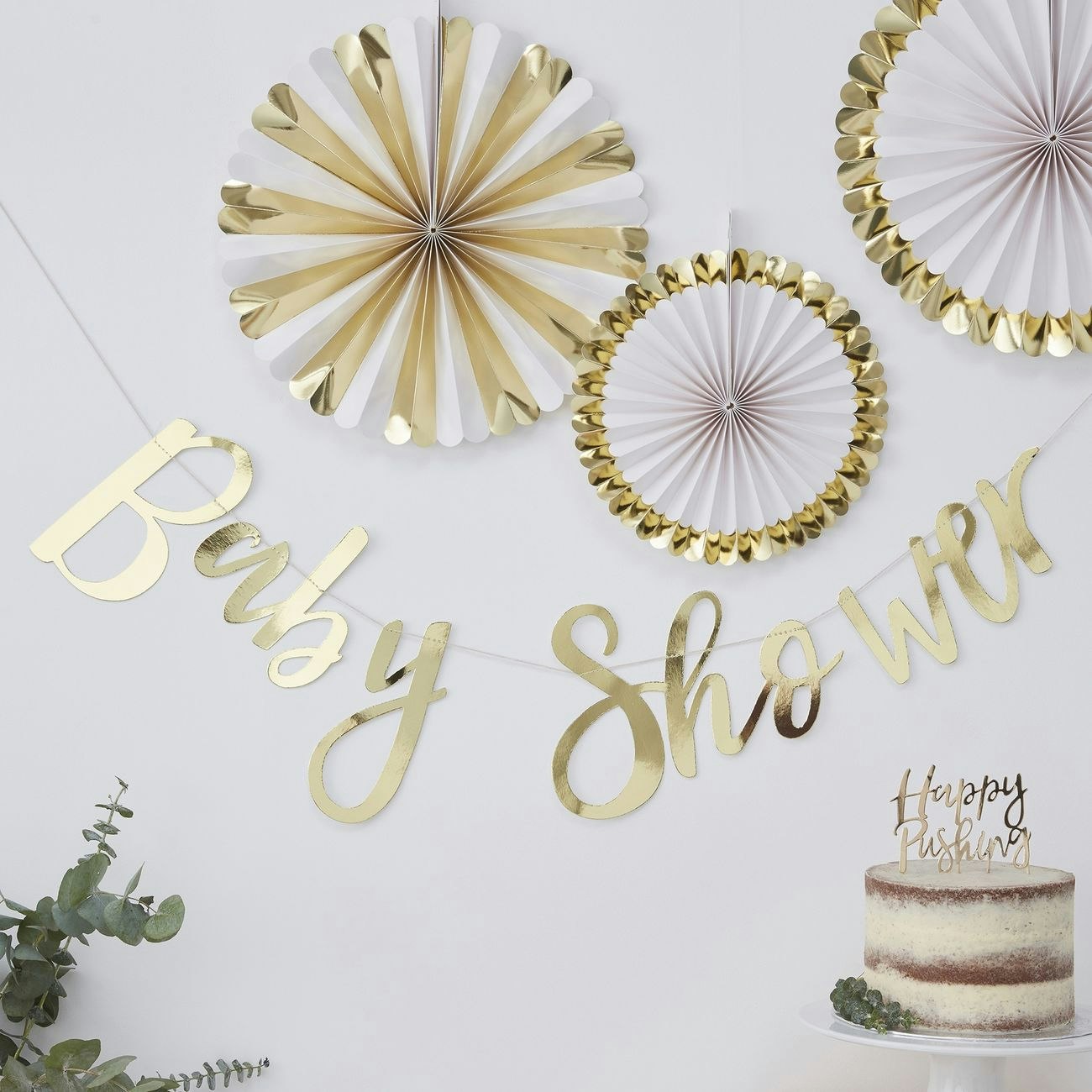 Girlang Baby Shower Guld Metallic