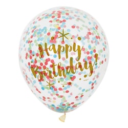Konfettiballonger Flerfärgad Happy Birthday