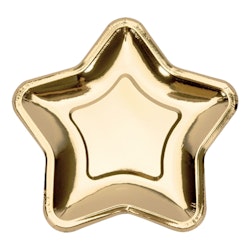 Papperstallrikar Stjärna Guld Metallic