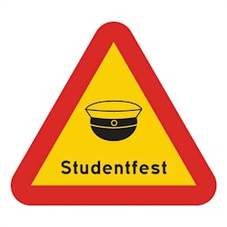 Varningsskylt Studentfest