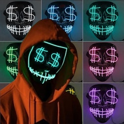 El Wire Purge Dollar sign LED Mask