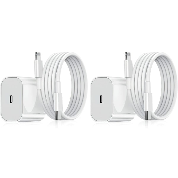 2-pack Apple iPhone Lightning Snabbladdare (adapter+kabel 20W)