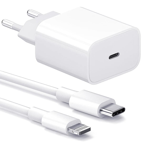 2-pack Apple iPhone Lightning Snabbladdare (adapter+kabel 20W)