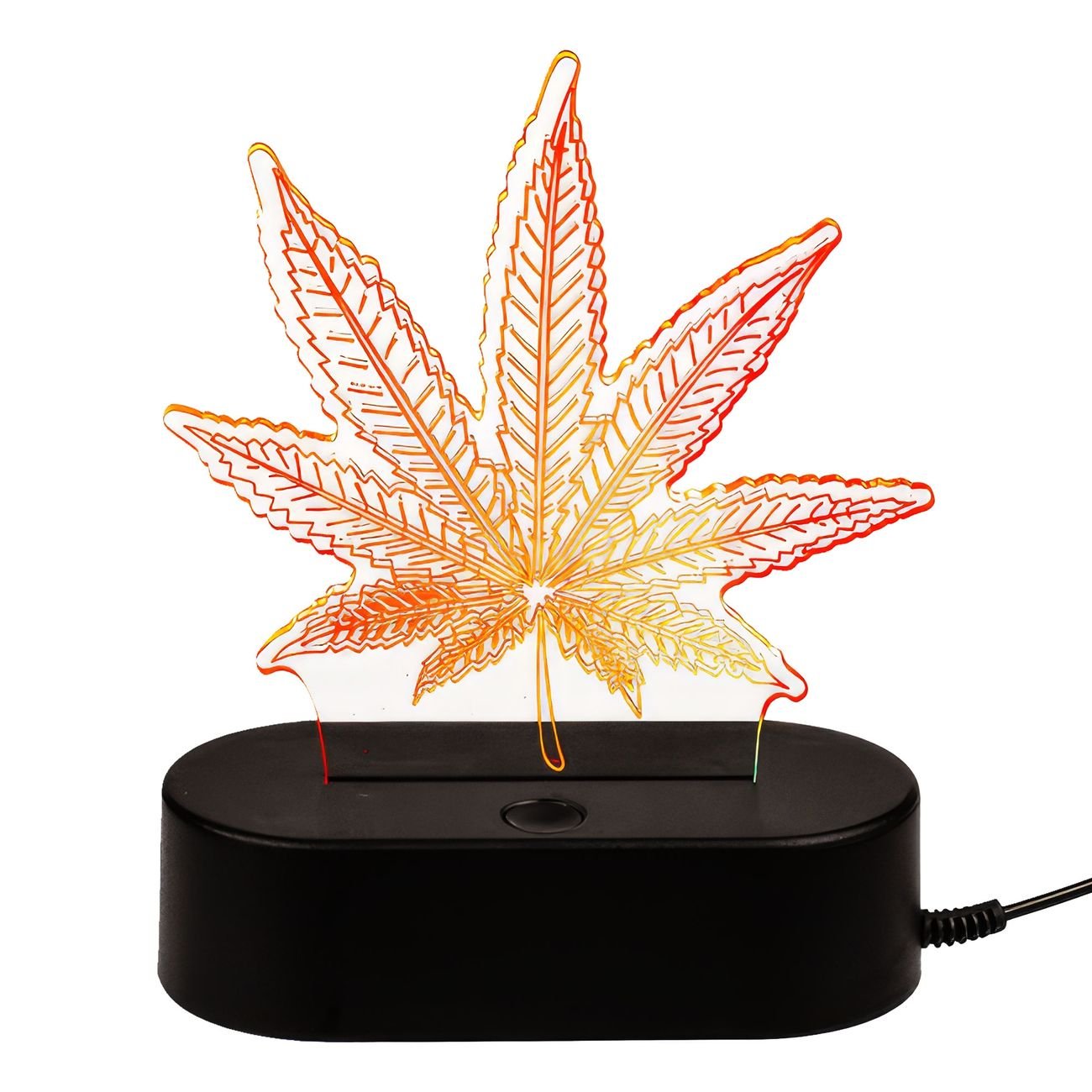 3D LED-Lampa Cannabislöv