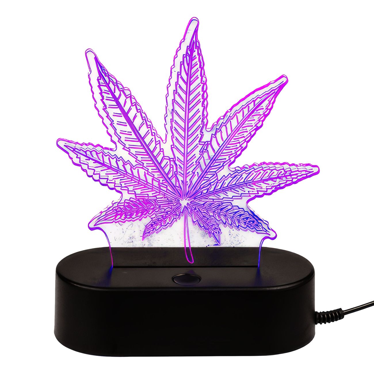3D LED-Lampa Cannabislöv