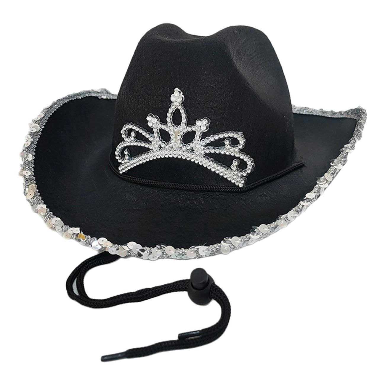 Svart Cowboyhatt med Tiara