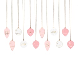 Juletiketter Julgranskulor Rosa/Guld
