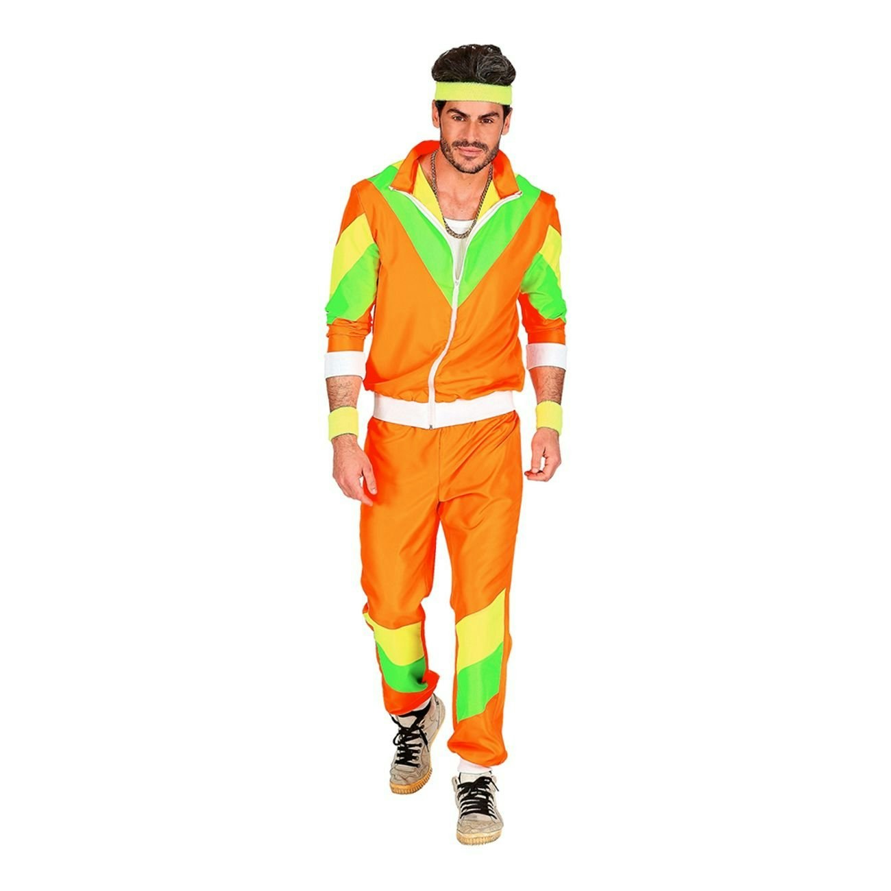 80-tals Joggardress Orange/Grön/Gul Maskeraddräkt