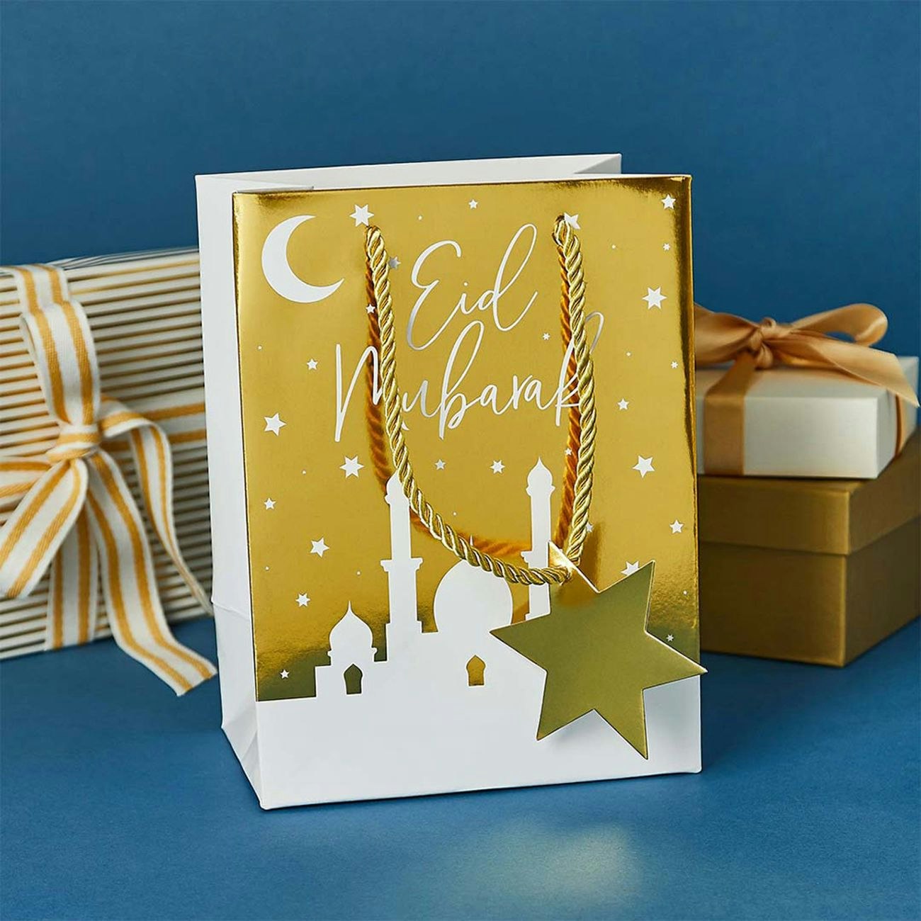 Presentpåsar Eid Mubarak Guld