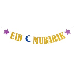 Girlang Eid Mubarak Guld Glitter