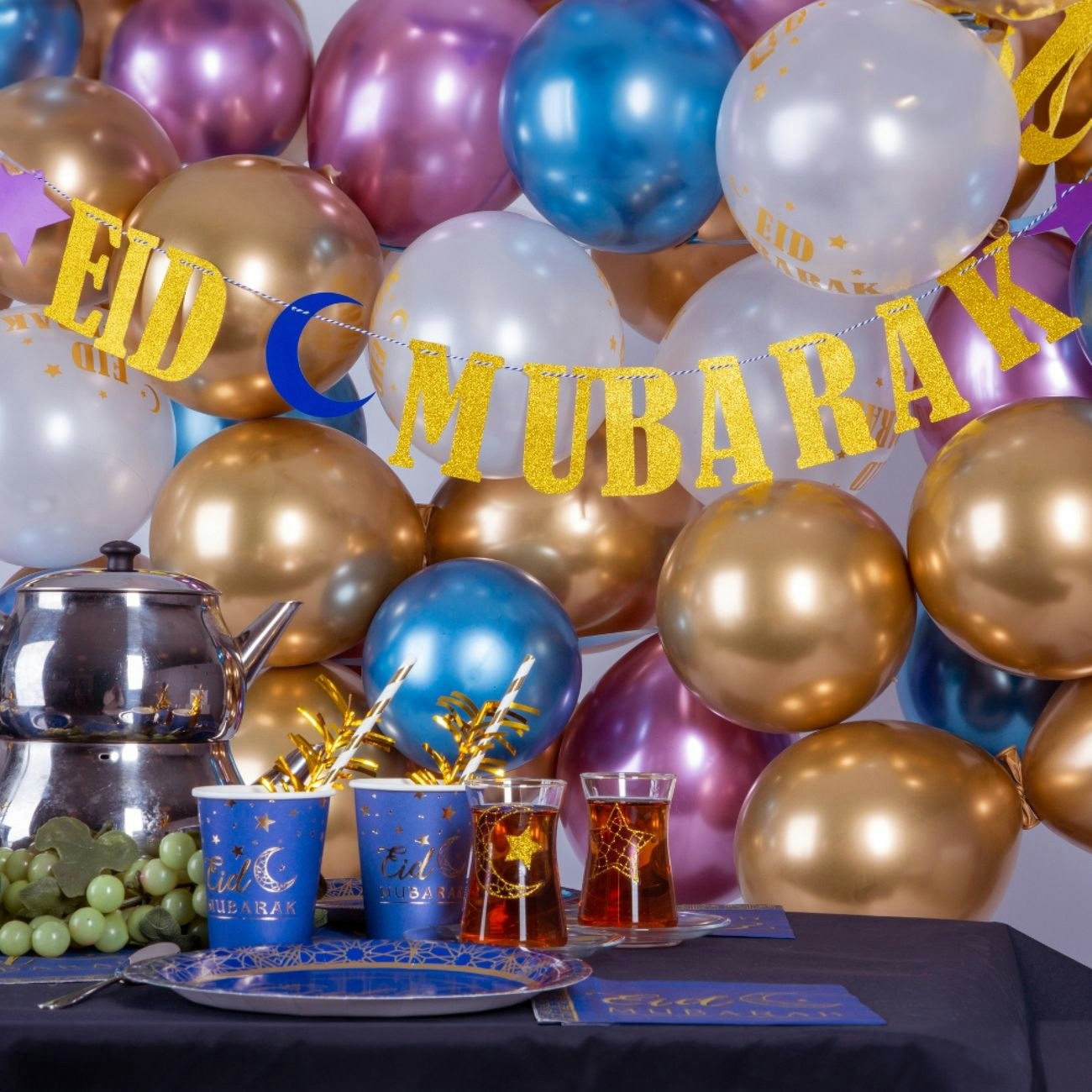 Girlang Eid Mubarak Guld Glitter