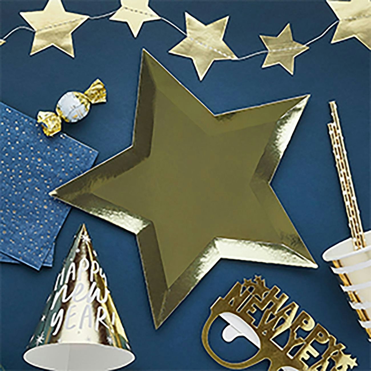 Papperstallrikar Stjärnformade Guld Metallic