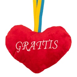 Hjärta Grattis med Blå/Gult Band
