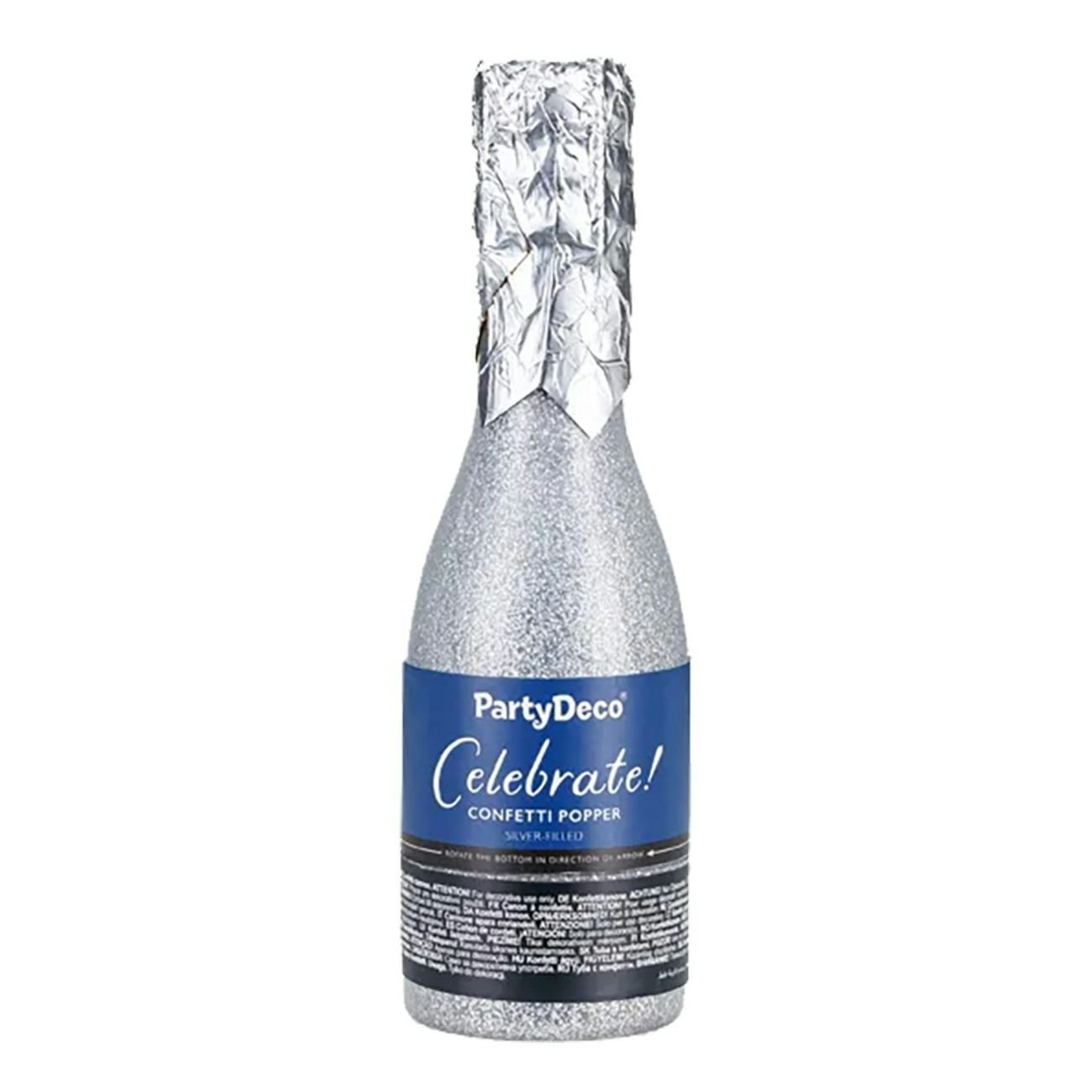 Konfettikanon Champagneflaska Silver