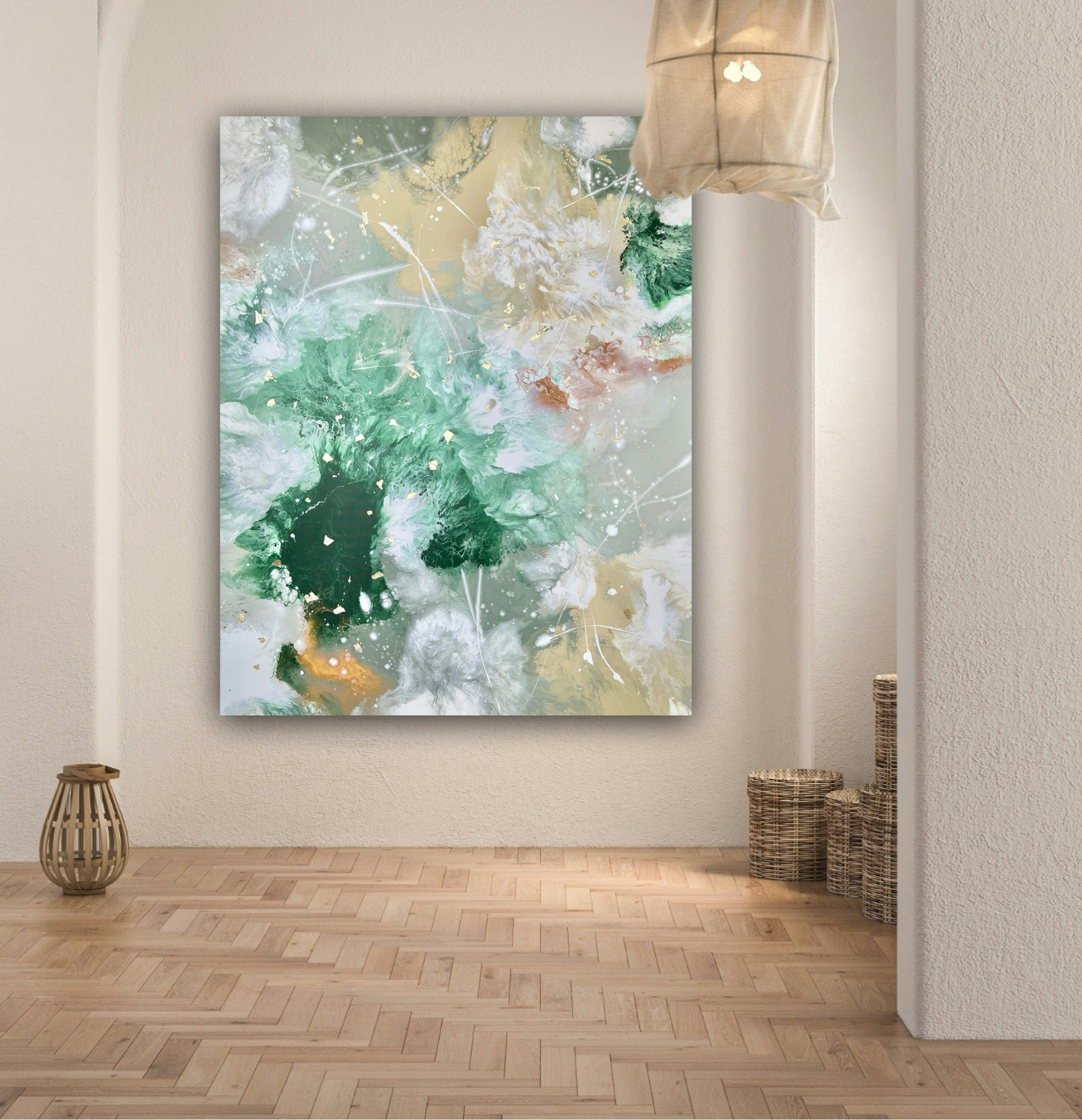 Maleri på lerret | "Leaf" | 120x150 cm - Tonette Art | Galleri | Original  kunst