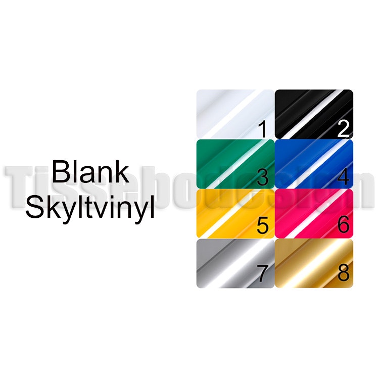 En färgkarta över blankvinyl som man kan välja på