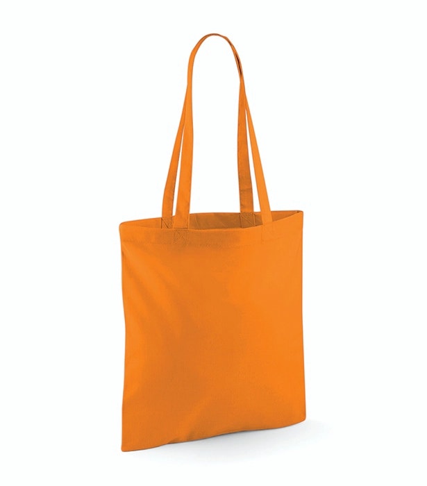 Fairtrade-certifierad orange tygväska med Jag ❤️ Nävekvarn-tryck, slitstark och miljövänlig