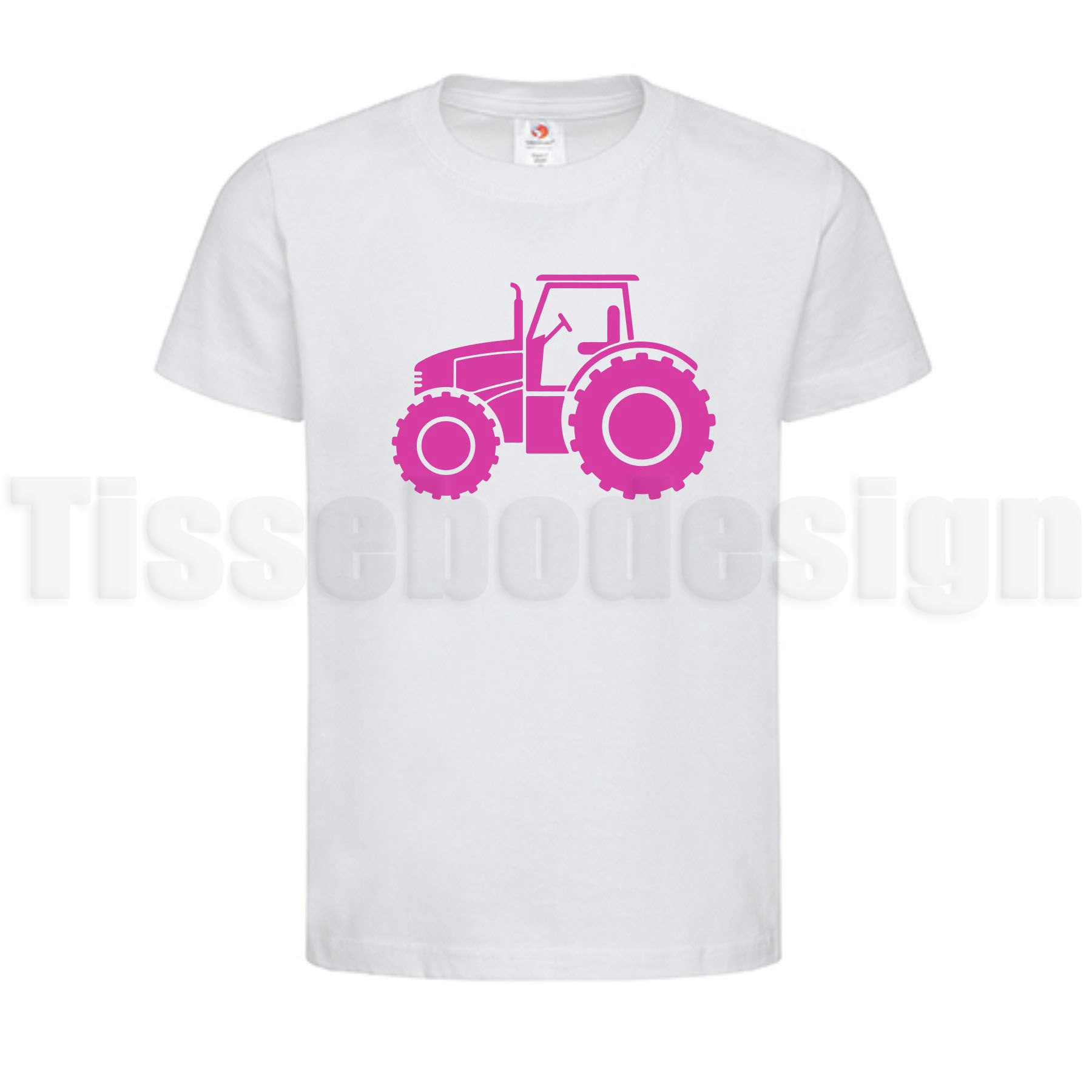 En vit T-shirt med en traktor